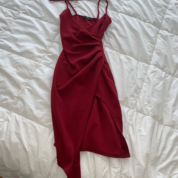 PrettyLittleThing Dresses & Skirts - plt burgundy red wrap front dress